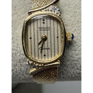 Gruen Precision New Battery Vintage Ladies Watch 14MM 6.75" Gold Tone